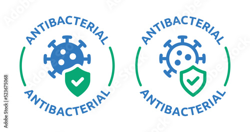 Set of antibacterial icon sign. Antiviral defense, protection symbol. Vector illustration.