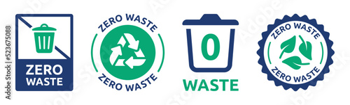 Zero waste icon label vector set with recycle sign. photo