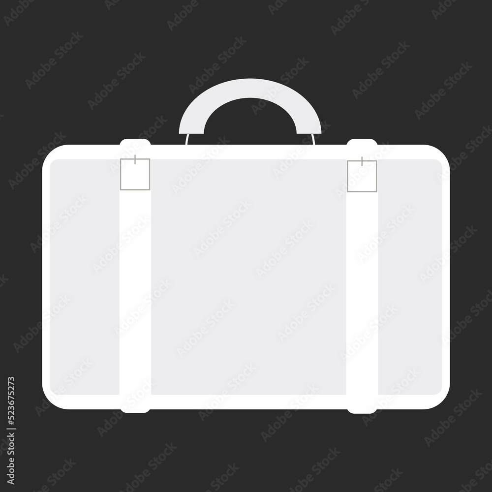 A white suitcase on a black background in a simple style for web design A white suitcase on a black background in a simple style for web design