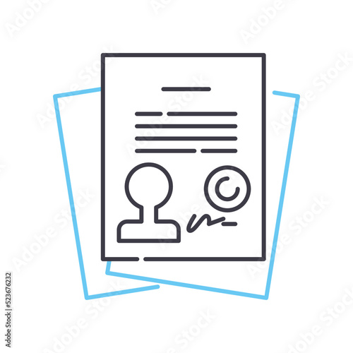 confidential document line icon, outline symbol, vector illustration, concept sign
