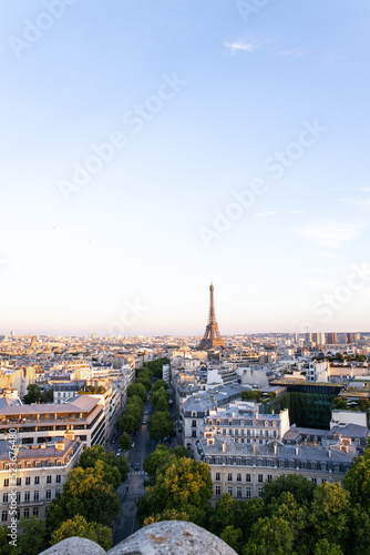 Panoramic View of Paris with Eiffel Tower Vertical