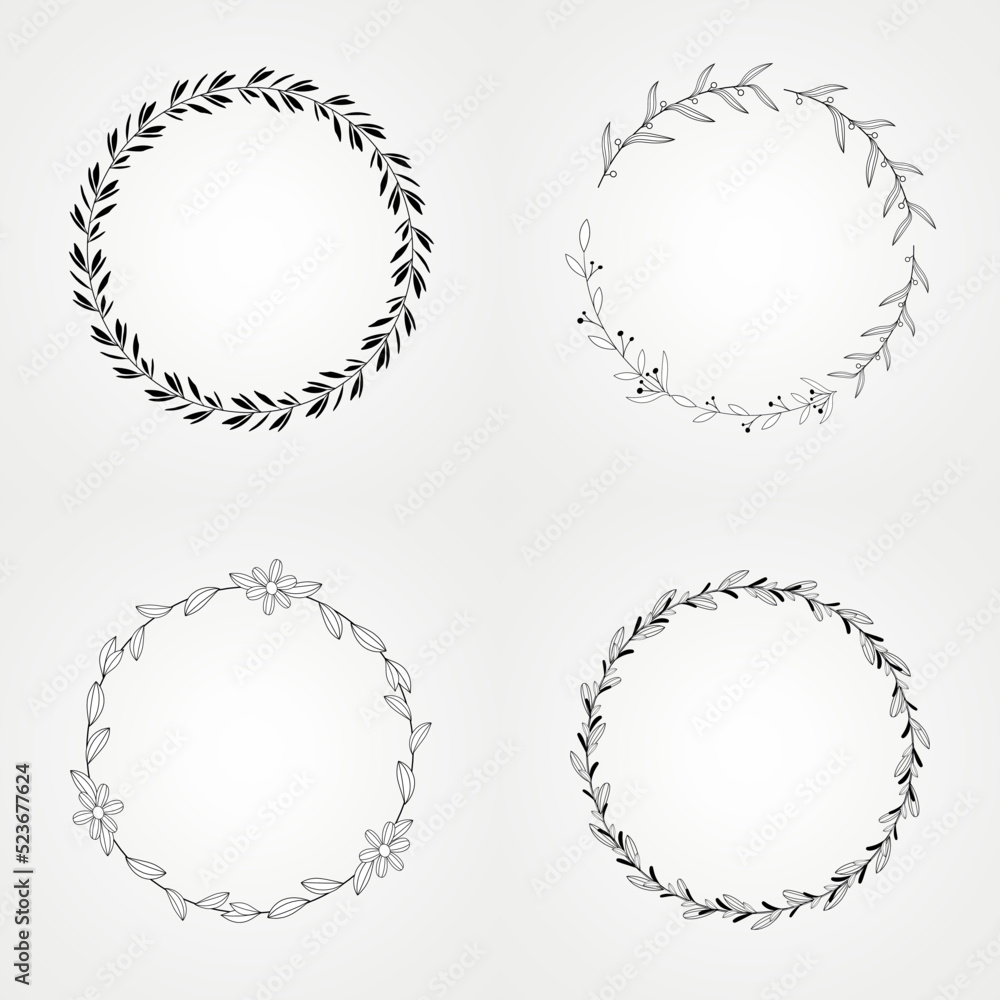 Obraz premium floral botanical set circle isolated frame