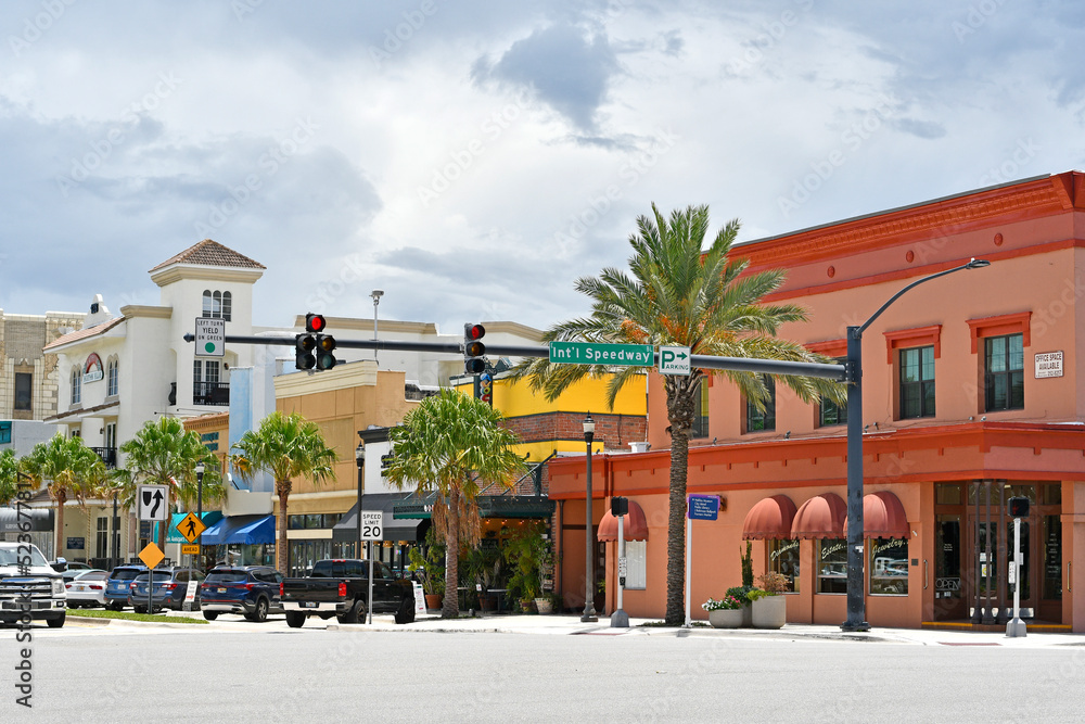 Downtown Daytona Beach Florida along international speedway in the old