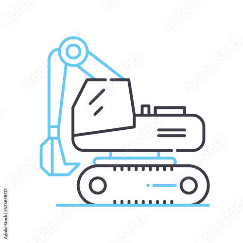 compact excavator line icon, outline symbol, vector illustration, concept sign