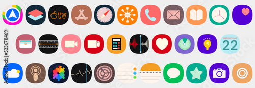 ios 15 icon multiple apps, the united states global brands. Design element vector set for phone or mobile user interface