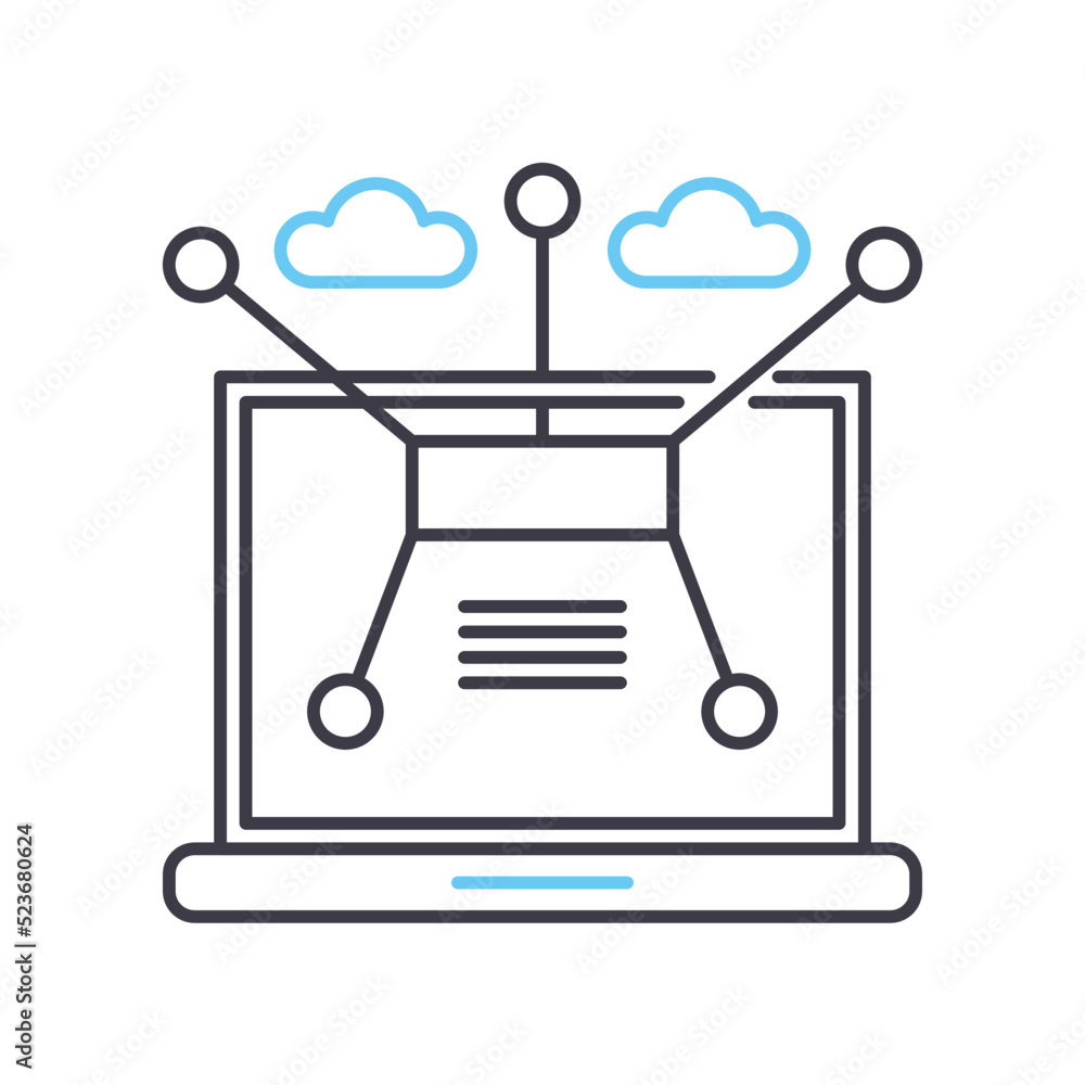 computer network line icon, outline symbol, vector illustration, concept sign computer network line icon, outline symbol, vector illustration, concept sign