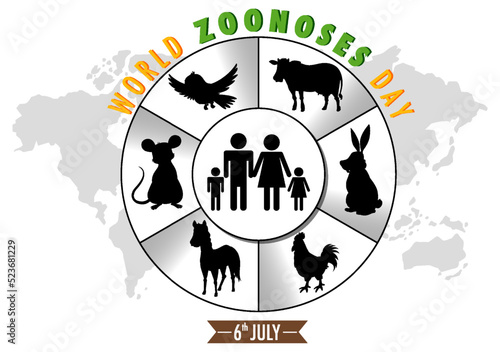 World zoonoses day banner silhouette design