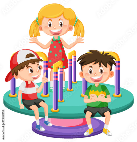 Children roundabout playground cartoon