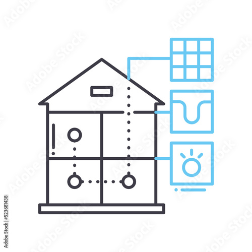 efficient home line icon, outline symbol, vector illustration, concept sign