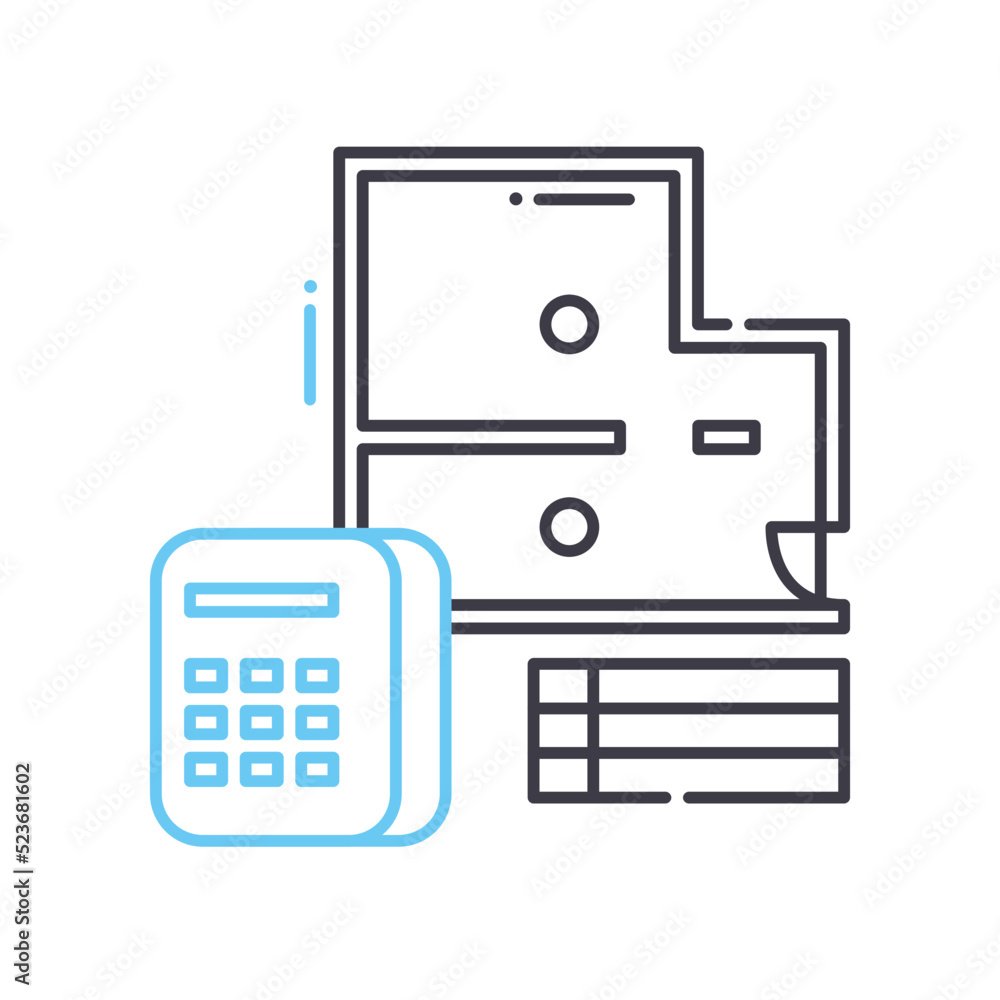 calculations line icon, outline symbol, vector illustration, concept sign calculations line icon, outline symbol, vector illustration, concept sign