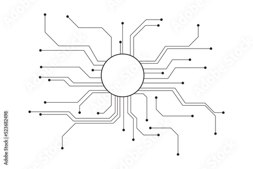 Abstract futuristic circuit board Illustration, Circuit board with various technology elements. Circuit board pattern for technology background. Vector illustration