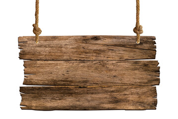 Brown wooden sign for hanging. Signpost and billboards concept