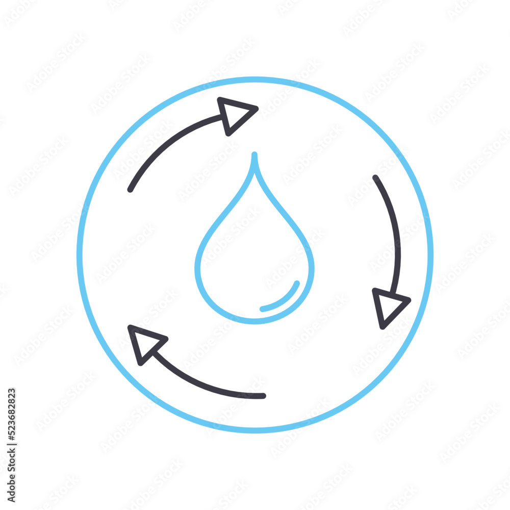 circulation of water line icon, outline symbol, vector illustration, concept sign circulation of water line icon, outline symbol, vector illustration, concept sign