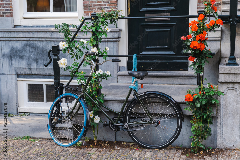 Blue bike in Amsterdam, Netherlands