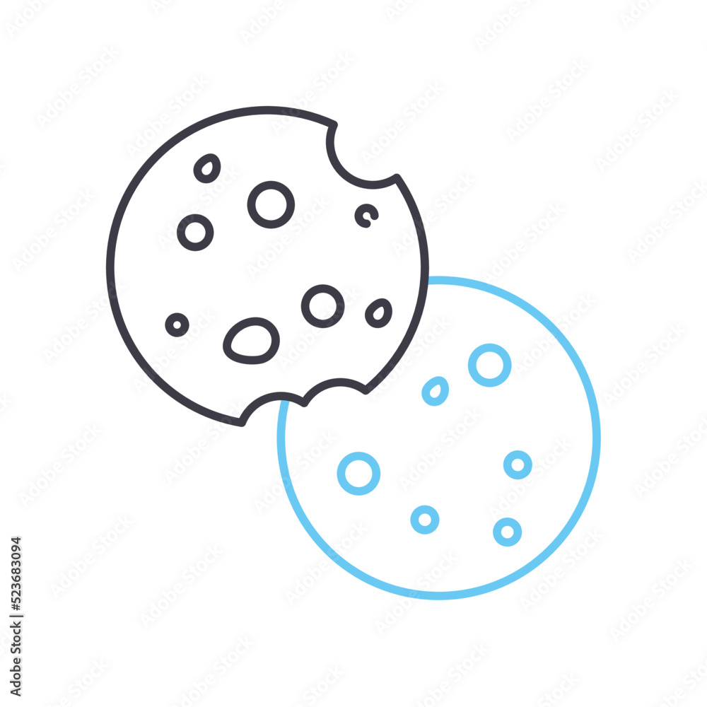 chocolate chip cookie line icon, outline symbol, vector illustration, concept sign chocolate chip cookie line icon, outline symbol, vector illustration, concept sign