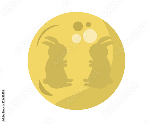 うさぎと満月 お月見 ベクターイラスト