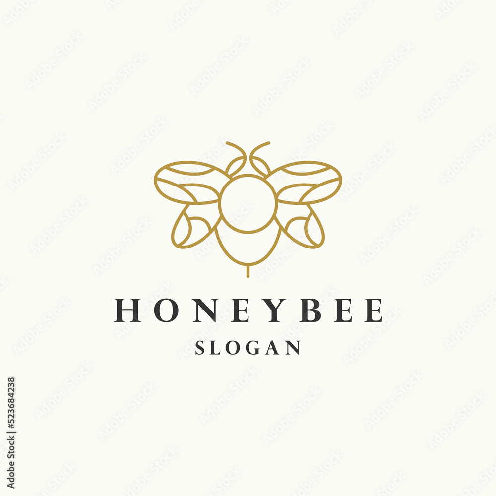 Honey bee logo icon design template vector illustration