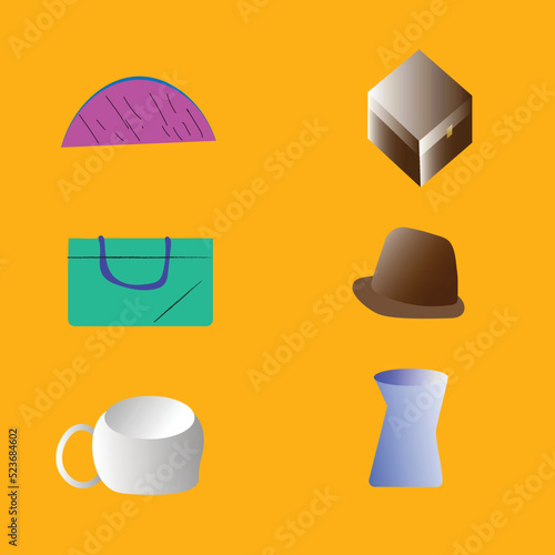 Home necessities equipment vector set. 