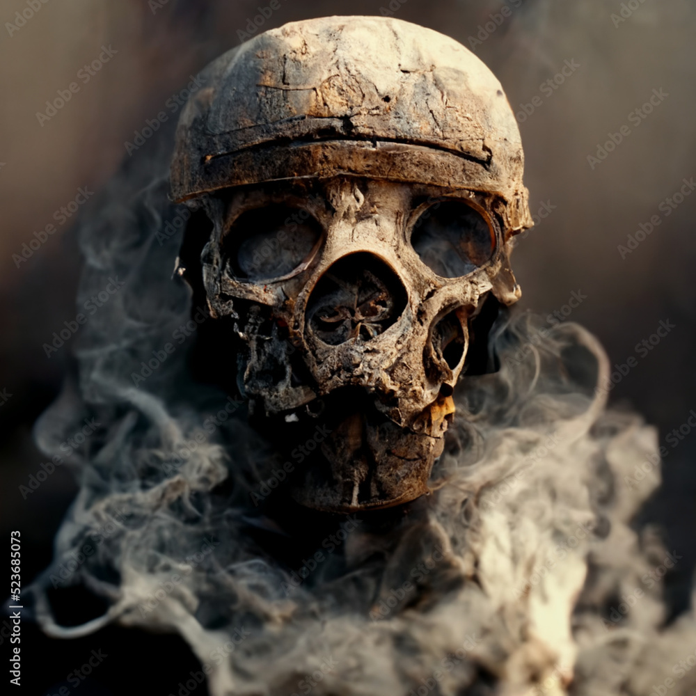 skull and smoke on black background skull and smoke on black background