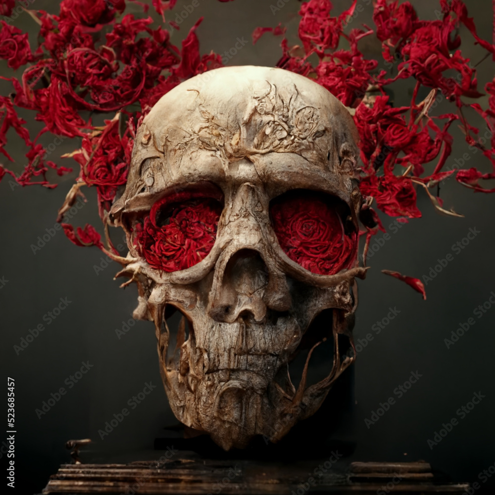 Naklejka premium skull on a red background