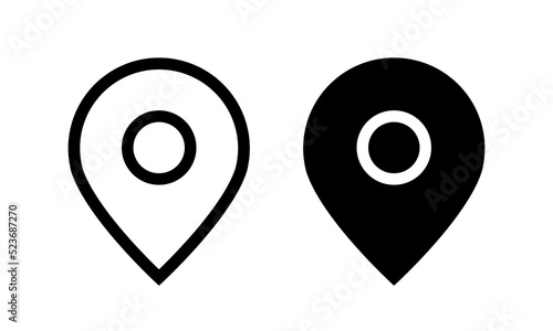 Map pin, location icon vector in clipart style