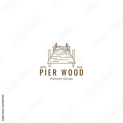 wooden pier  port  logo design vector illustration
