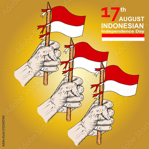 Independence day indonesia, 17 august, poster and banner