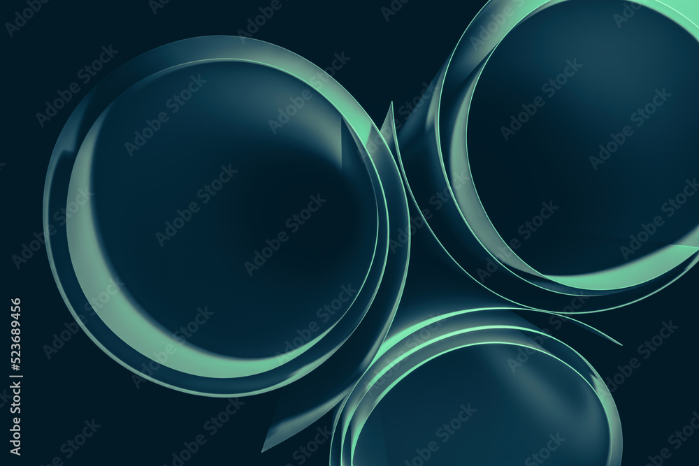 colored plastic sheeting rolls with beautiful shade and shadow on black