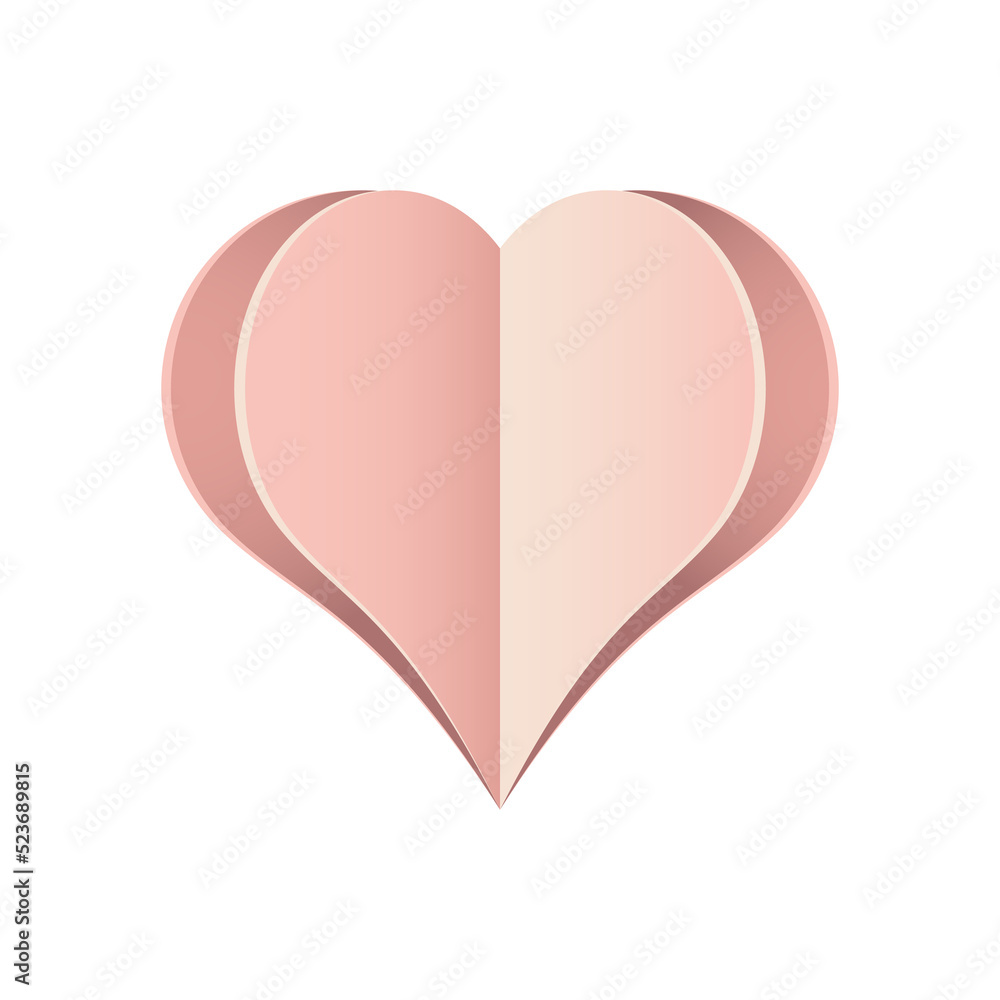 Paper heart design. Symbol of love in shape of heart for Happy Women's, Mothers day, birthday greeting card design. Transparent background. Illustration Paper heart design. Symbol of love in shape of heart for Happy Women's, Mothers day, birthday greeting card design. Transparent background. Illustration