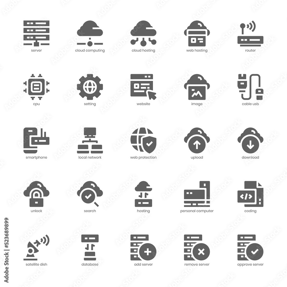 Web Hosting icon pack for your website, mobile, presentation, and logo design. Web Hosting icon glyph design. Vector graphics illustration and editable stroke. Web Hosting icon pack for your website, mobile, presentation, and logo design. Web Hosting icon glyph design. Vector graphics illustration and editable stroke.