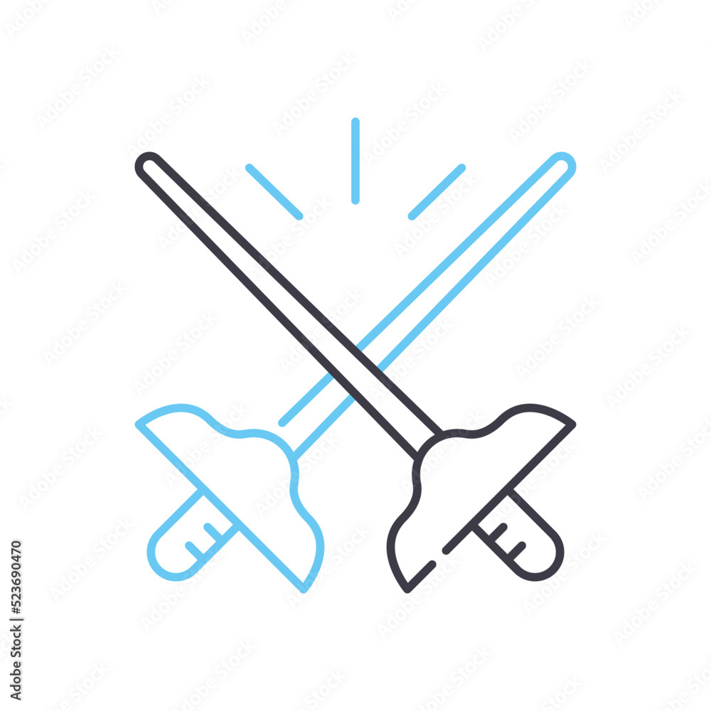 fencing sport line icon, outline symbol, vector illustration, concept sign fencing sport line icon, outline symbol, vector illustration, concept sign