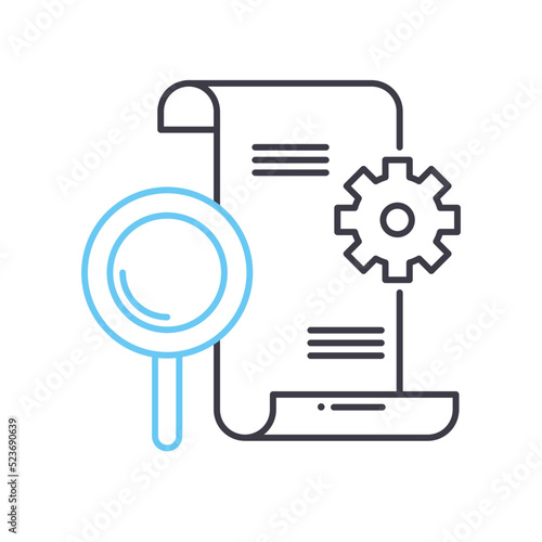 documents preparation line icon, outline symbol, vector illustration, concept sign