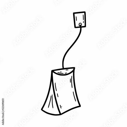 Tea bag. Vector doodle illustration. Sketch.