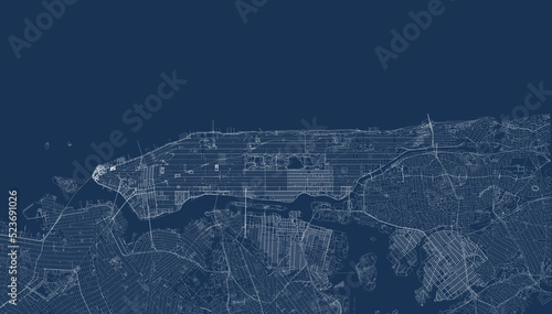 blue white new york city map