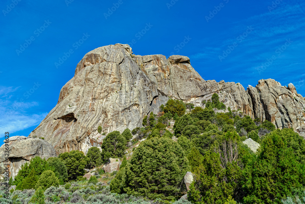The east side of the Castle Rock formation at Castle Rocks State Park in Idaho, USA
