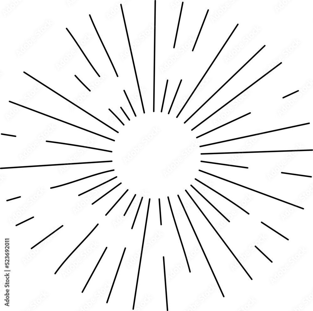 Sun rays or sunshine linear drawing Sun rays or sunshine linear drawing