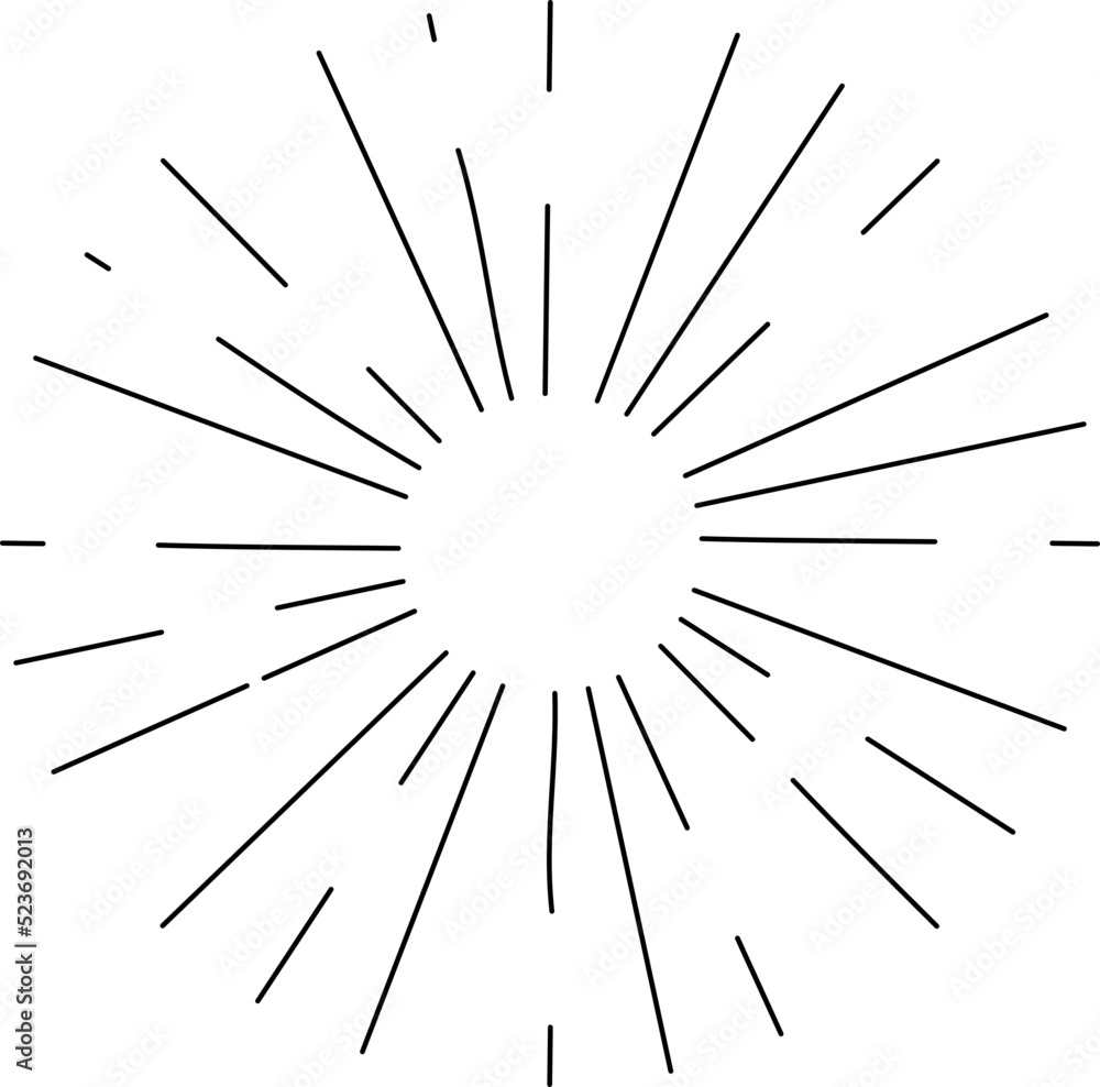 Sun rays or sunshine linear drawing Sun rays or sunshine linear drawing