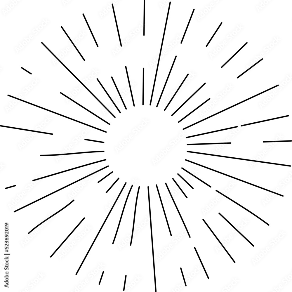 Sun rays or sunshine linear drawing Sun rays or sunshine linear drawing