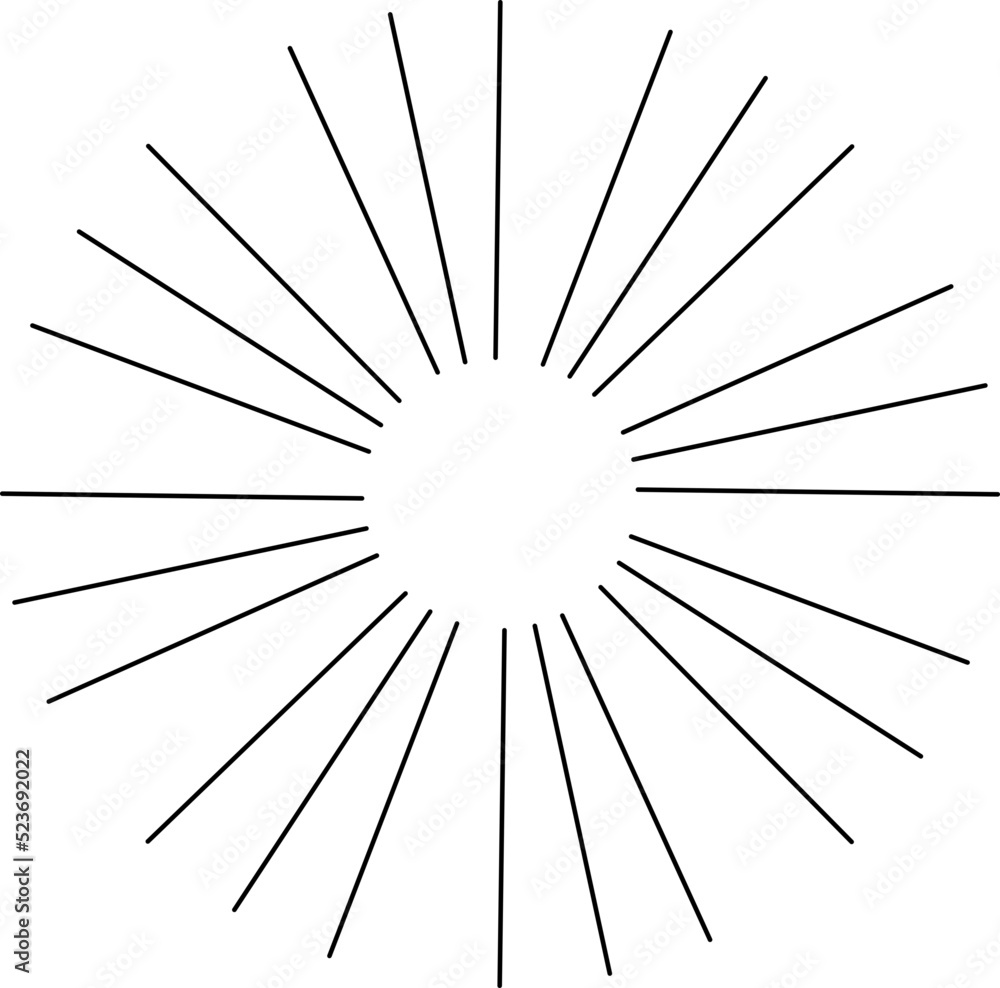 Obraz premium Sun rays or sunshine linear drawing