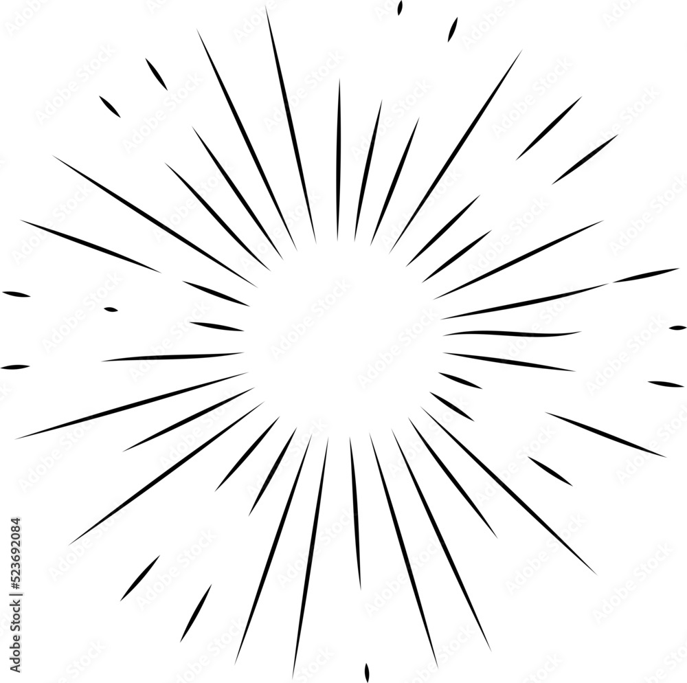 Obraz premium Sun rays or sunshine linear drawing