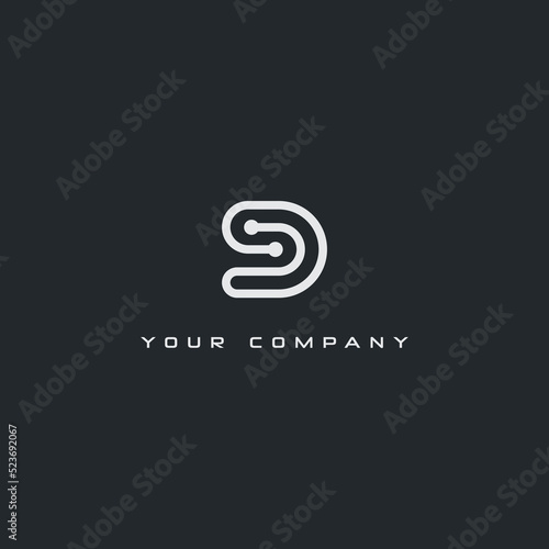 Initials letter D minimalist logo design template.
