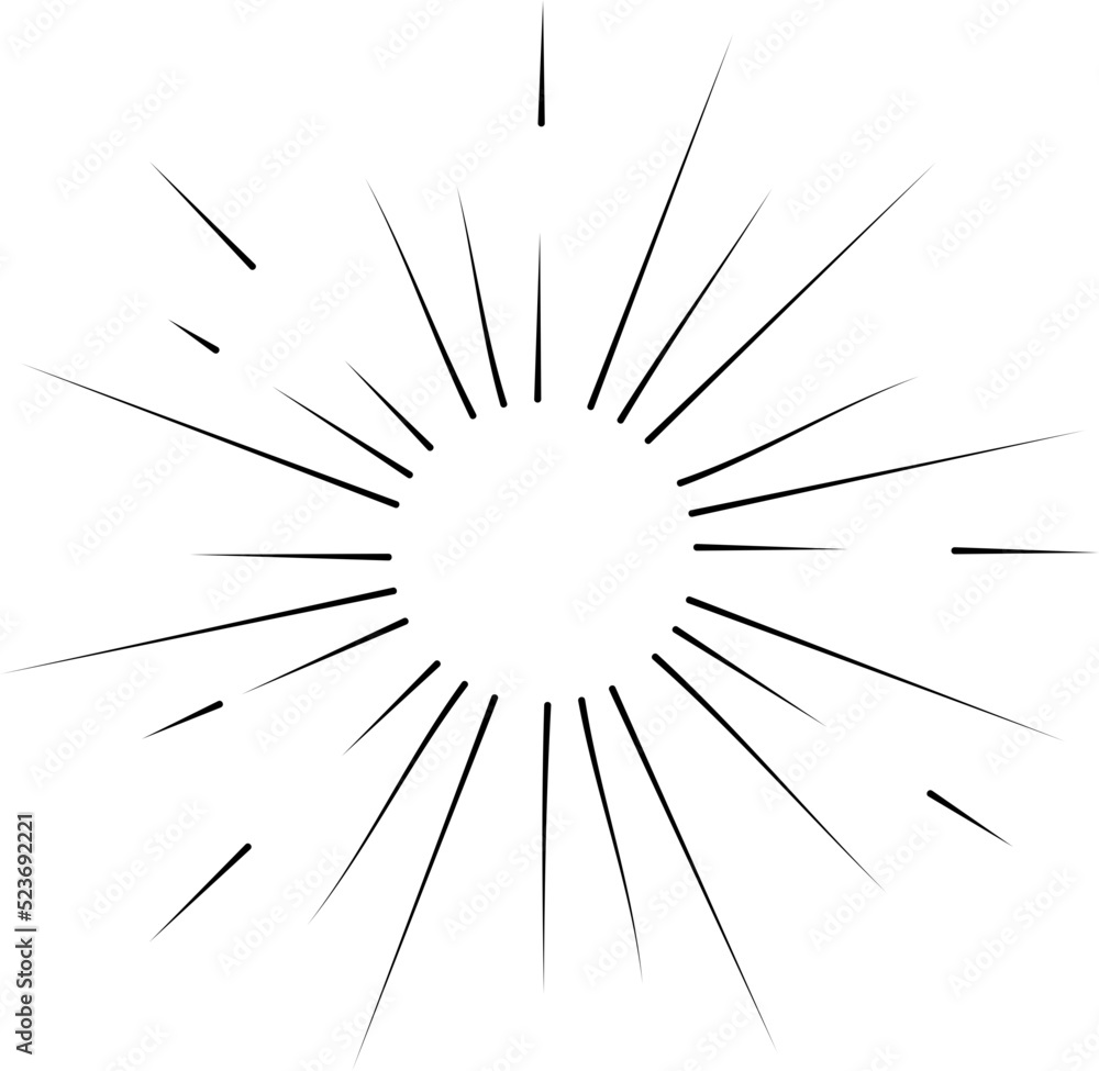 Sun rays or sunshine linear drawing Sun rays or sunshine linear drawing