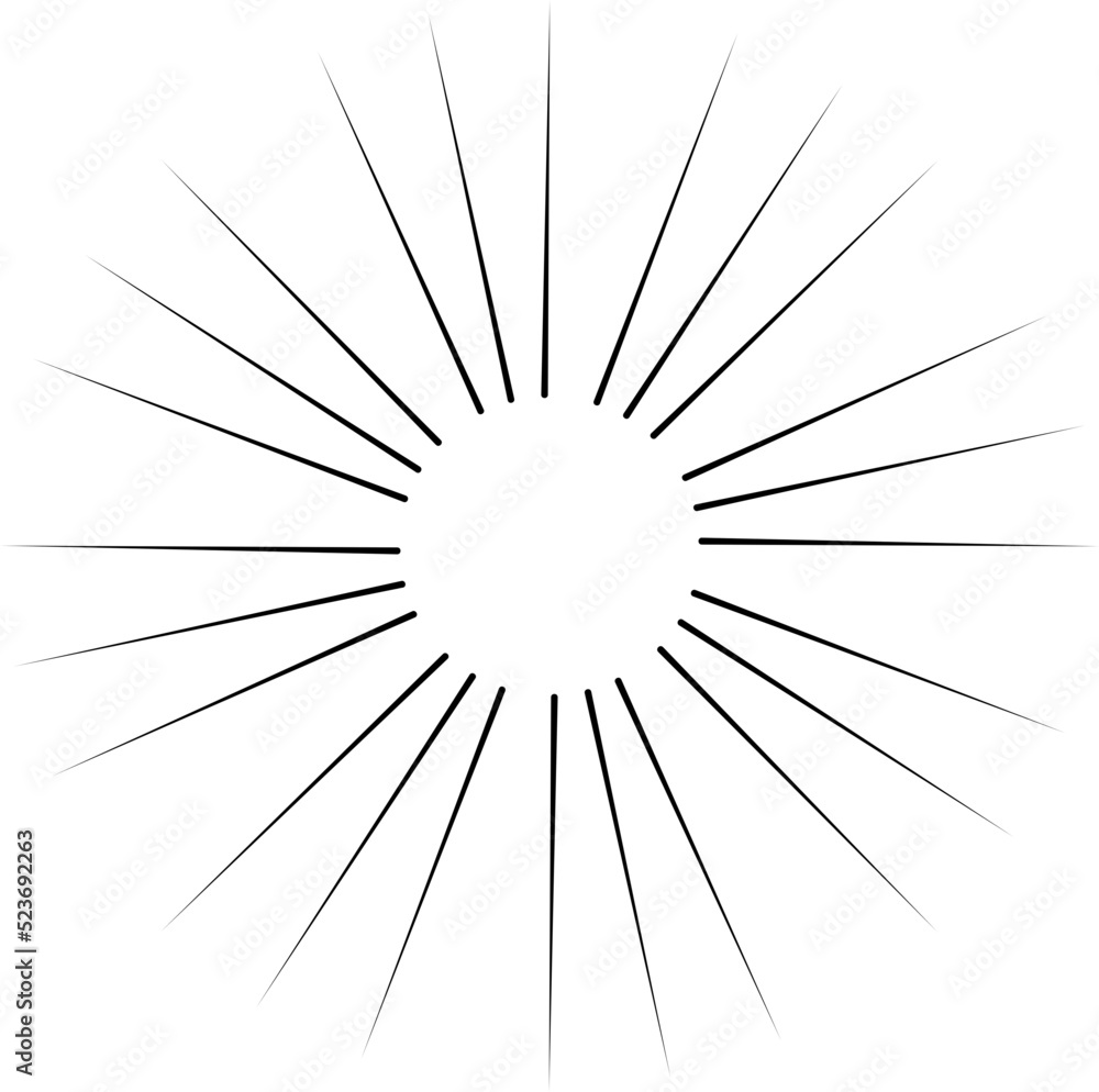 Obraz premium Sun rays or sunshine linear drawing