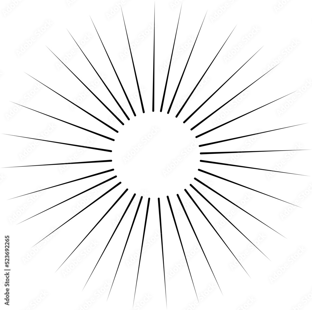 Obraz premium Sun rays or sunshine linear drawing