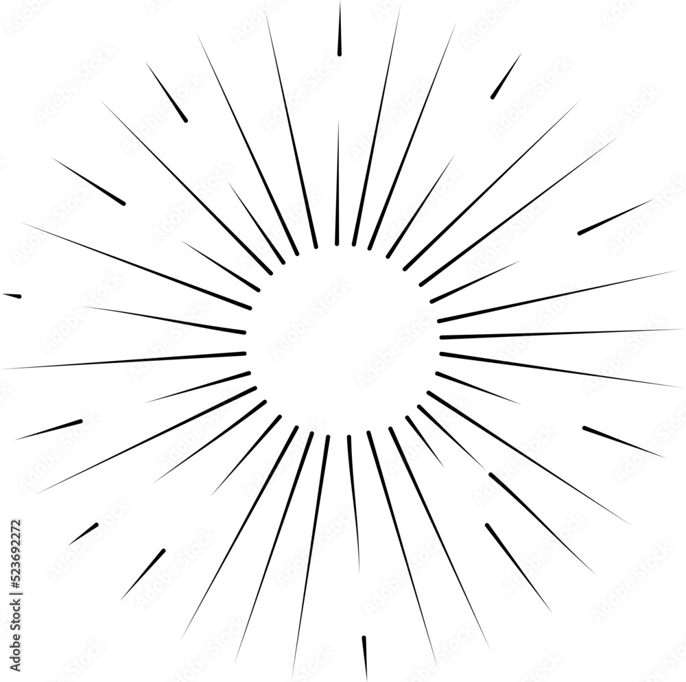 Obraz premium Sun rays or sunshine linear drawing