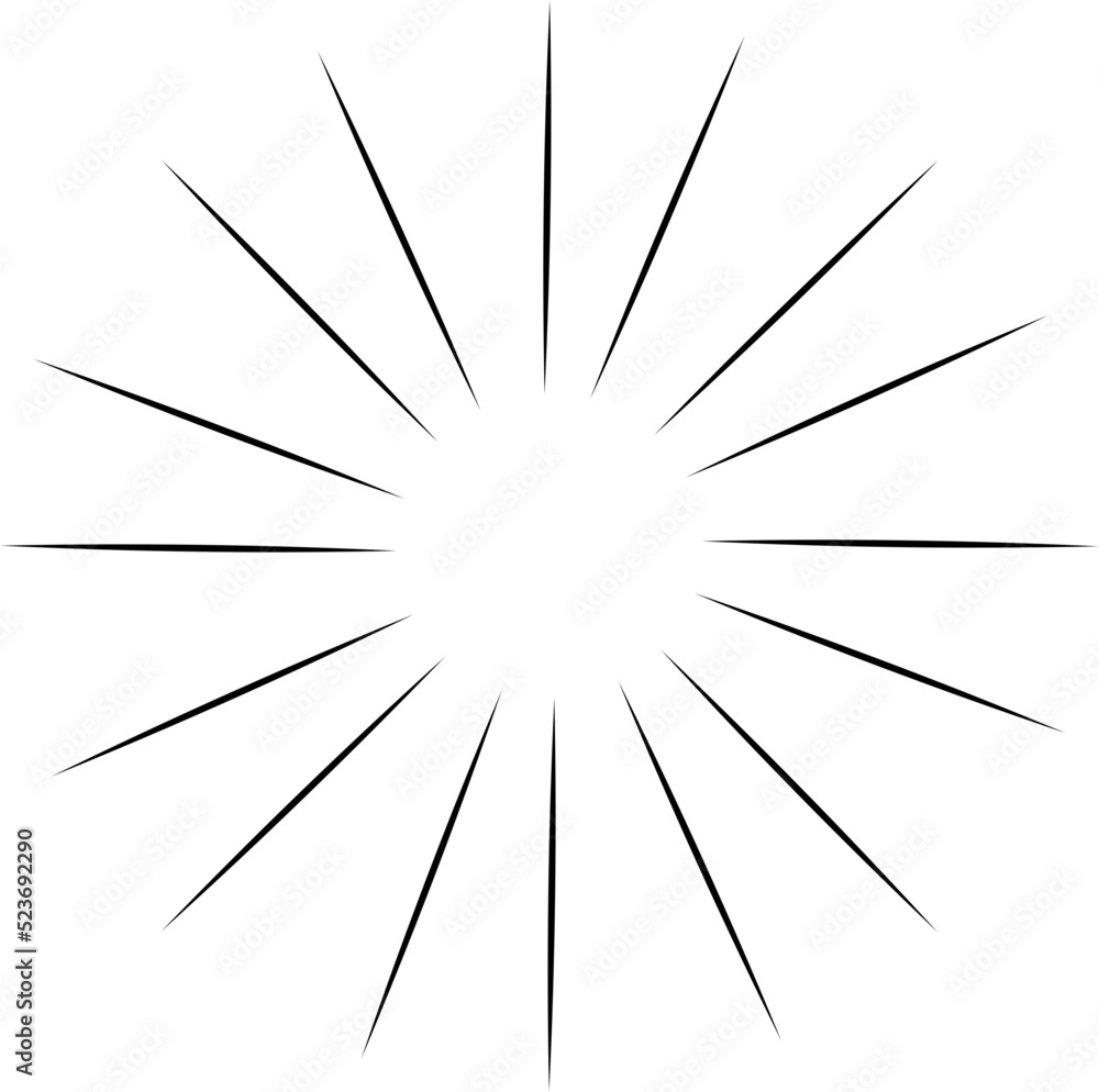 Obraz premium Sun rays or sunshine linear drawing