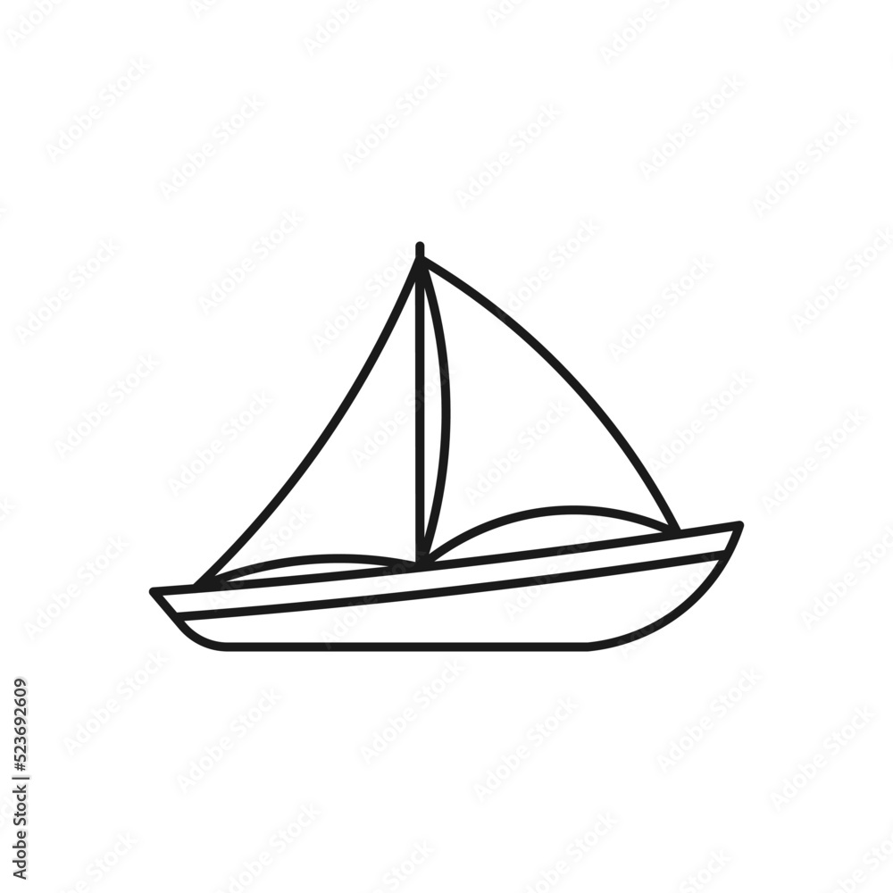 Sailing Boat line art sailor icon design template vector illustration