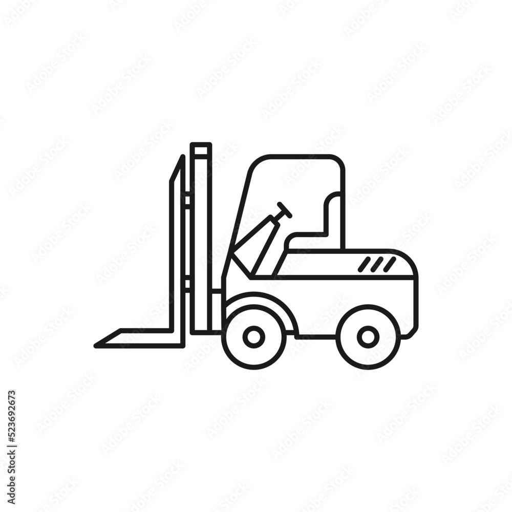 Forklift line art transport icon design template vector illustration