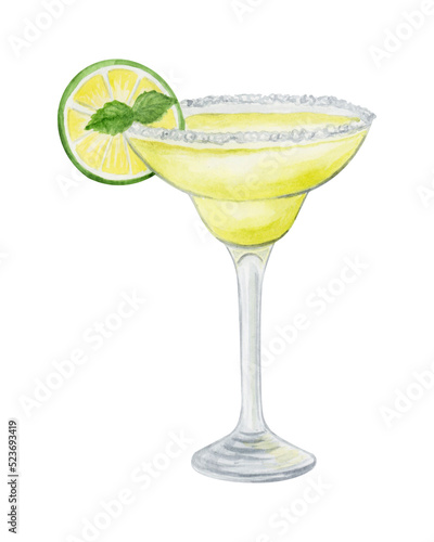 Wallpaper Mural Margarita cocktail watercolor hand drawn illustration. Drink clipart on white background. Torontodigital.ca