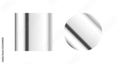 Vector metal texture isolated on white background. Square and circle chrome shape template. Steel realistic backdrop. Iron sheet illustration. Aluminium shiny wall. Silver glossy floor. Zinc mockup